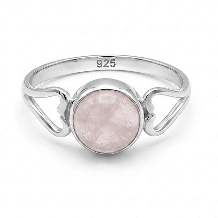 Anel Quartzo Rosa Lateral de Prata 925