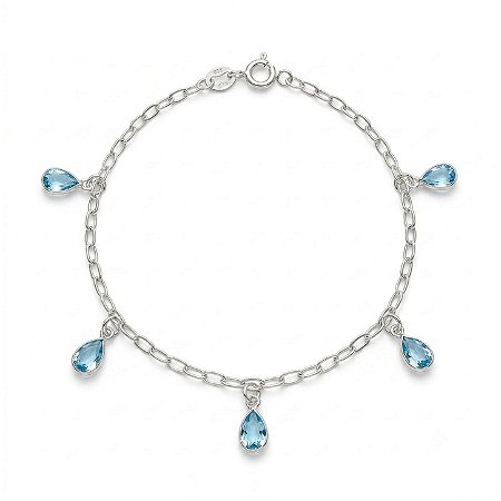 Pulseira Água Marinha Prata 925
