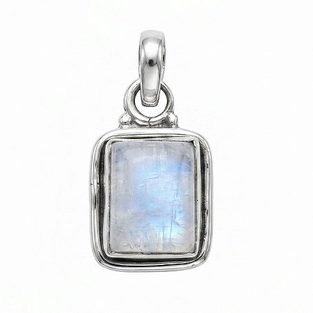 Pingente Pedra da Lua Retangular Prata 925