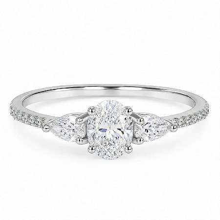 Anel Moissanite Gota Lateral de Prata 925
