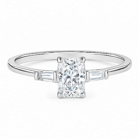 Anel Moissanite Retangular Prata 925