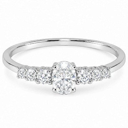 Anel Moissanite Pedra Lateral Prata 925
