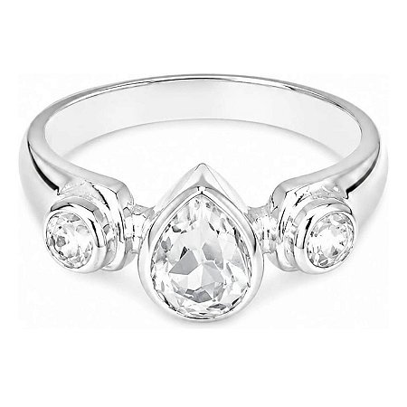 Anel Quartzo Incolor Aliança de Prata 925