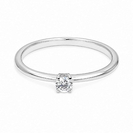 Anel Solitário Moissanite Minimalista Prata 925