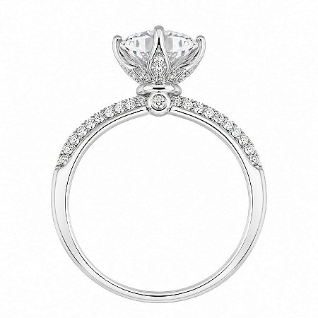 Anel Solitário Moissanite Taça de Prata 925