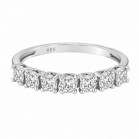 Anel Aliança Moissanites Prata 925