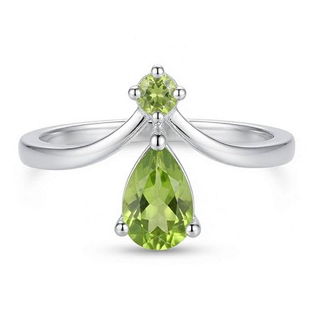 Anel Peridoto Duplo de Prata 925