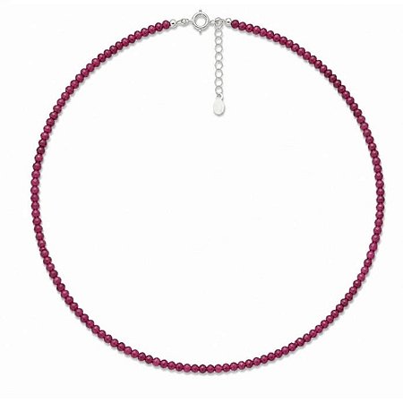 Colar Rubi Indiano Natural de Prata 925