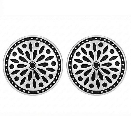 Brinco Botão Mandala Chic de Prata 925