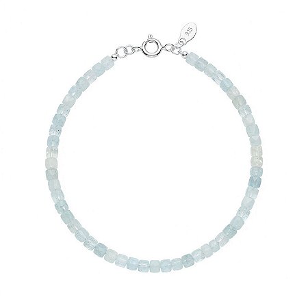 Pulseira Água Marinha Natural Prata 925