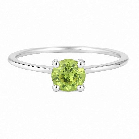 Anel Peridoto Solitário de Prata 925