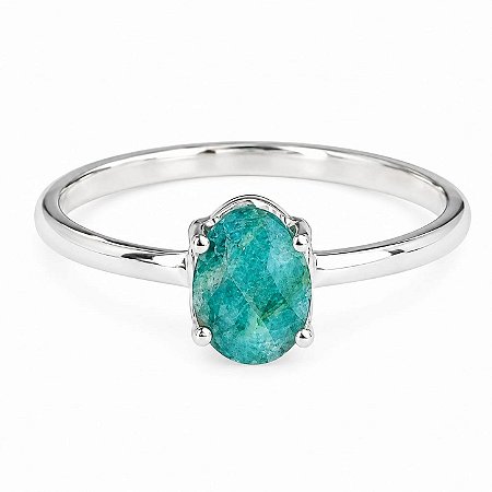 Anel Esmeralda Oval Prata 925