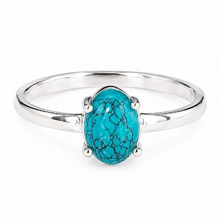 Anel Turquesa Oval Prata 925