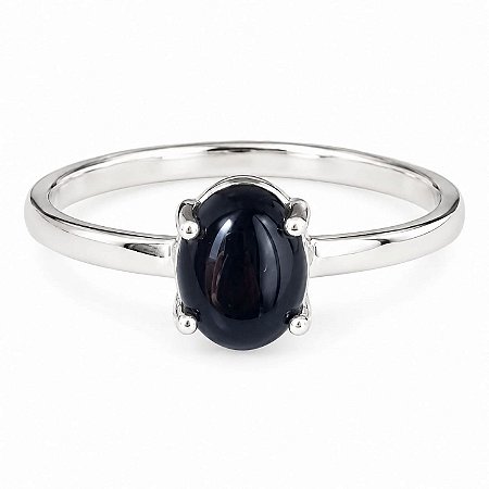 Anel Ônix Oval Prata 925