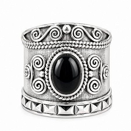 Anel Ônix Indiano Prata 925