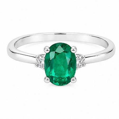 Anel Esmeralda Oval de Prata 925