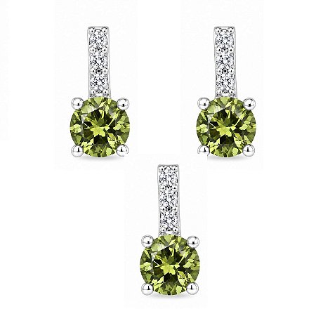 Conjunto Brinco e Pingente Peridoto Prata 925