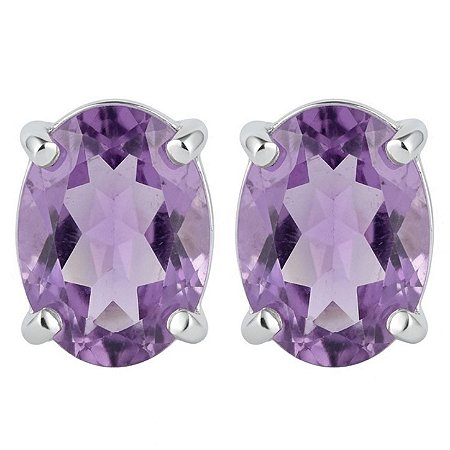 Brinco Ametista Lavanda Oval de Prata 925