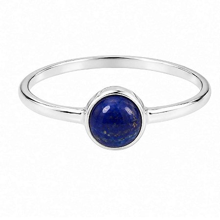 Anel Lápis Lazuli Redondo Minimalista de Prata 925