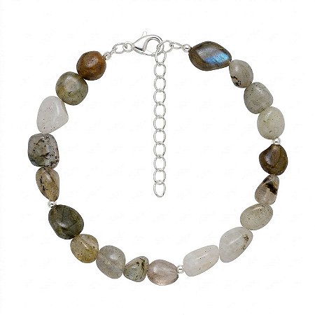 Pulseira Labradorita Natural de Prata 925