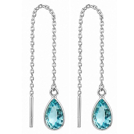 Brinco Água Marinha Earline de Prata 925
