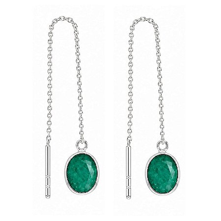 Brinco Esmeralda Indiana Earline de Prata 925
