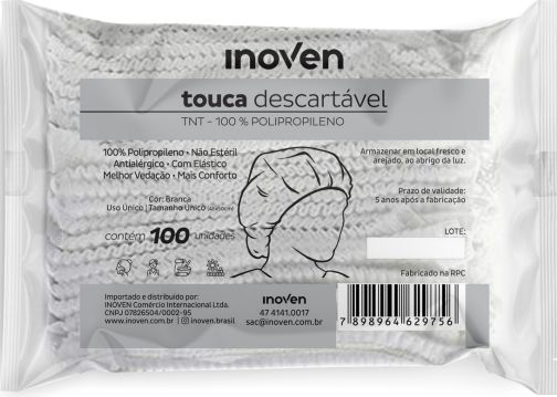 TOUCA DESCARTÁVEL EM TNT INOVEN - 100 unidades