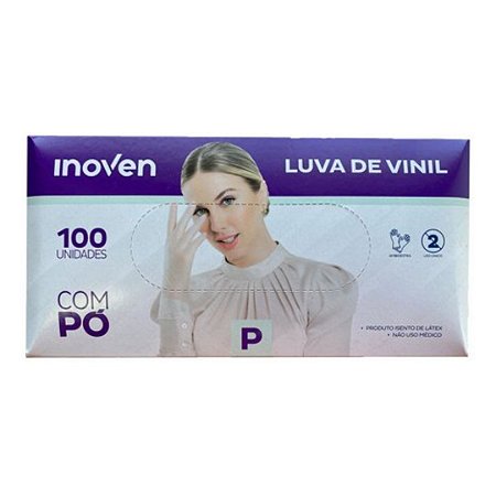 LUVA DESCARTÁVEL DE VINIL COM PÓ INOVEN