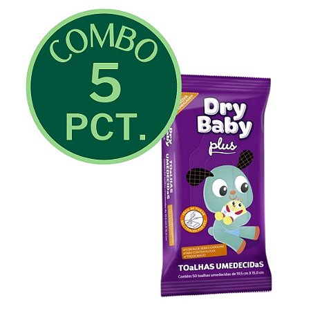 COMBO - 5 PACOTES - TOALHA UMEDECIDA DRY BABY