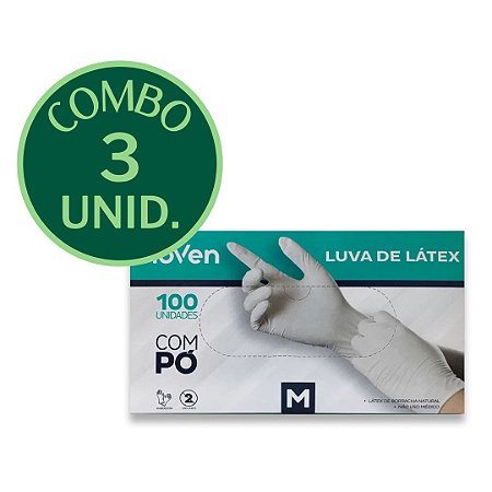 COMBO - 3 CARTUCHOS - LUVA DE LÁTEX COM PÓ INOVEN