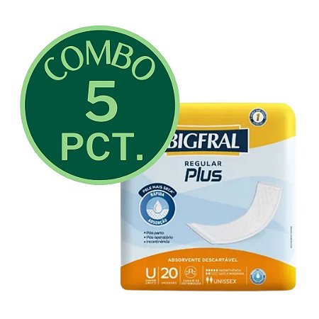 COMBO - 5 PACOTES - ABSORVENTE BIGFRAL - 20 UNID.