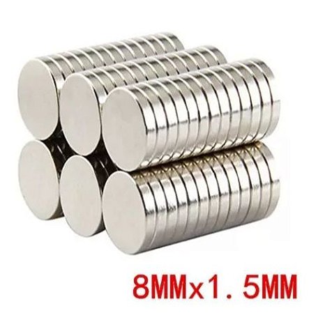 Imã De Neodímio Disco 8mm X 1,5mm *20 Peças*