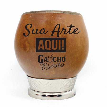 Cuia Coquinho Uruguaia com Bocal Queimado Base em Metal Personalizada