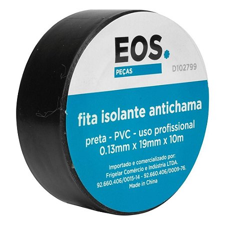 FITA ISOLANTE 18MM LARG X 10 MT EOS PRETA