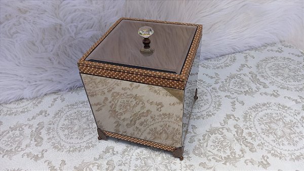 Lixeira Bronze com strass âmbar