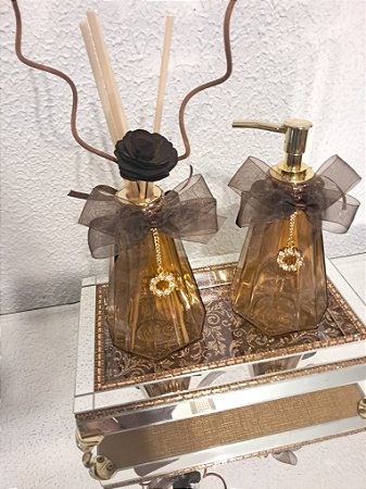 Kit Lavabo luxo ambar/dourado