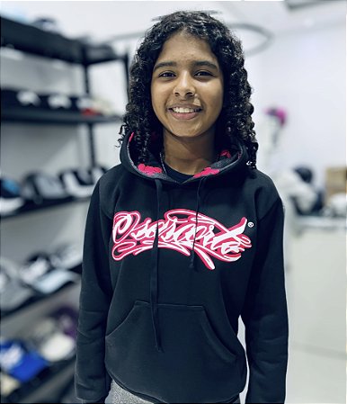 MOLETOM FEMININO - PRETO E ROSA