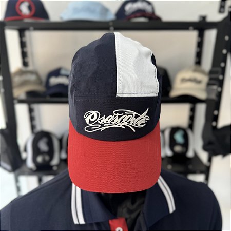 BONÉ FIVE PANEL VERMELHO/ MARINHO - ABA CURVA