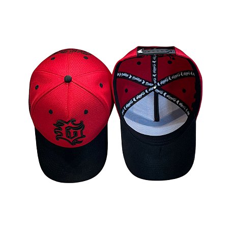 BONÉ GRAU E CORTE 244 - PRETO COM VERMELHO - FRENTE TRUCKER