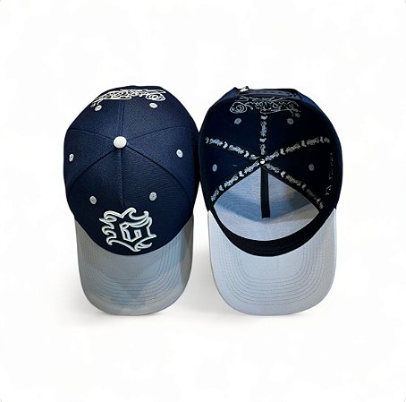 BONÉ GRAU E CORTE 244 - AZUL MARINHO COM BRANCO - FRENTE TRUCKER