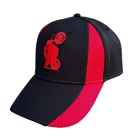 Boné aba Curva Bordado XT660 - Preto com Vermelho