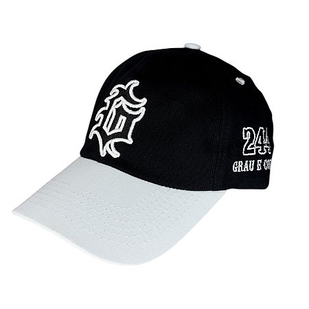 BONÉ GRAU E CORTE 244 - PRETO ABA BRANCA *fecho fivela*