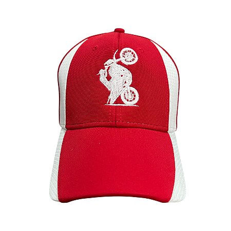 Boné Aba Curva Bordado XT660 - Vermelho e Branco