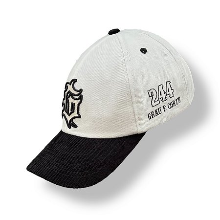 BONÉ GRAU E CORTE 244 - OFF WHITE ABA PRETA DE CAMURÇA