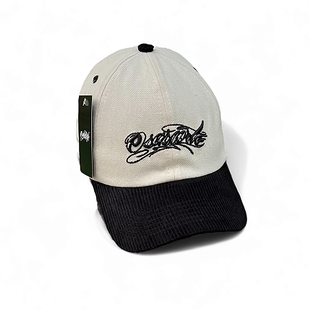 Boné escrita OSASCORTE - DAD HAT -  OFF WHITE ABA PRETA DE CAMURÇA