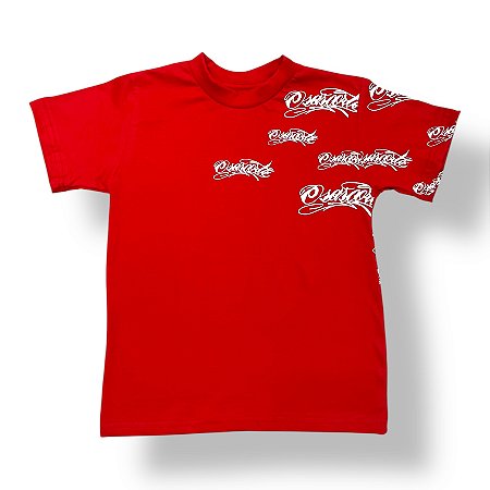 CAMISETA INFANTIL - ESCRITA OSASCORTE LATERAL - VERMELHO COM BRANCO