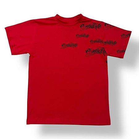 CAMISETA INFANTIL - ESCRITA OSASCORTE LATERAL - VERMELHO COM PRETO