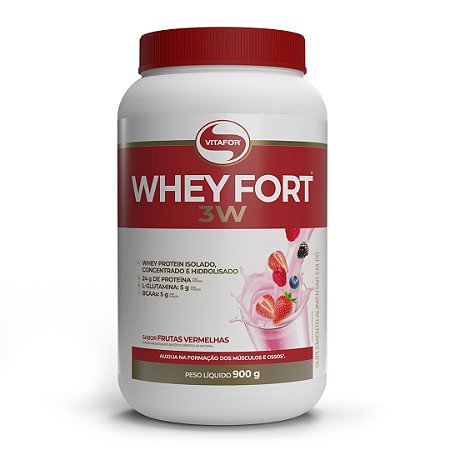 WHEY FORT 3W FRUTAS VERMELHAS 900G VITAFOR