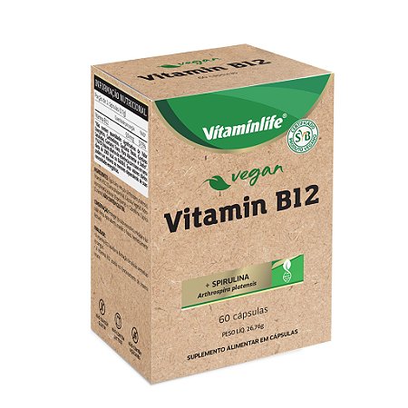 VEGAN - VITAMIN B12 9MCG (+ SPIRULINA) 60CAPS VITAMINLIFE
