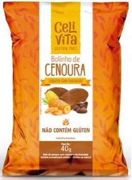 BOLINHO DE CENOURA COM COBERTURA DE CHOCOLATE ZERO AÇÚCAR 35G CELIVITA - GLÚTEN FREE